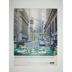 Vintage 1971 Insilco International Silver Tableware Ad Print Wall Street NYC AD